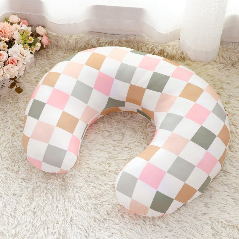 DILIMI Nursing Pillow Cover, Stretchy Removable Case for Breastfeeding Pillows, Ultra Soft Comfortable Slipcover for Baby Girl and Boy, Colorful Checkerboard - Image 5